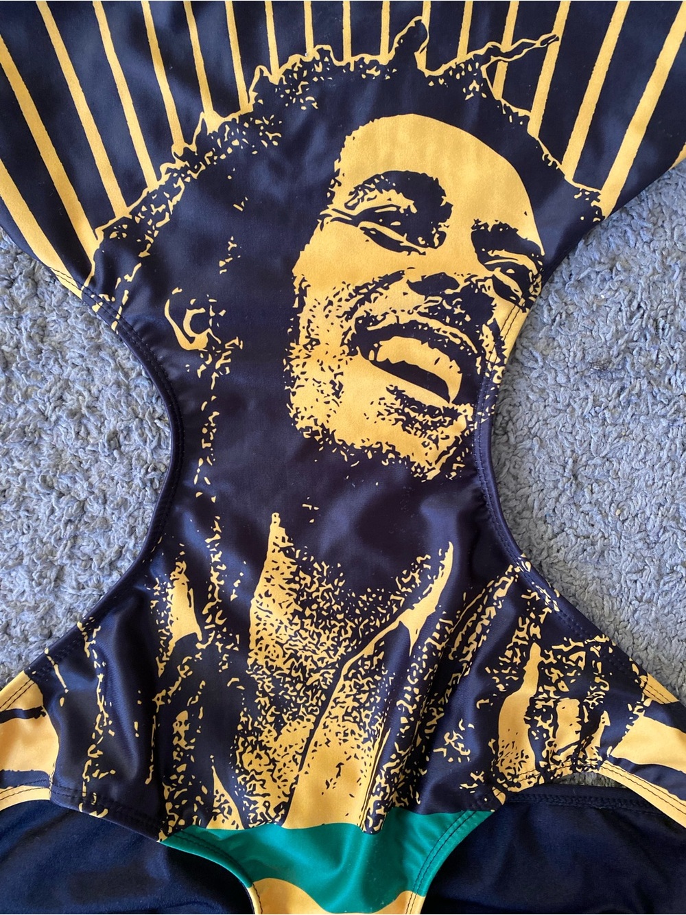 Exclusive Bob Marley Women’s size Large& Yellow Rasta Graphic One-Piece Swimsuit - Picture 2 of 8